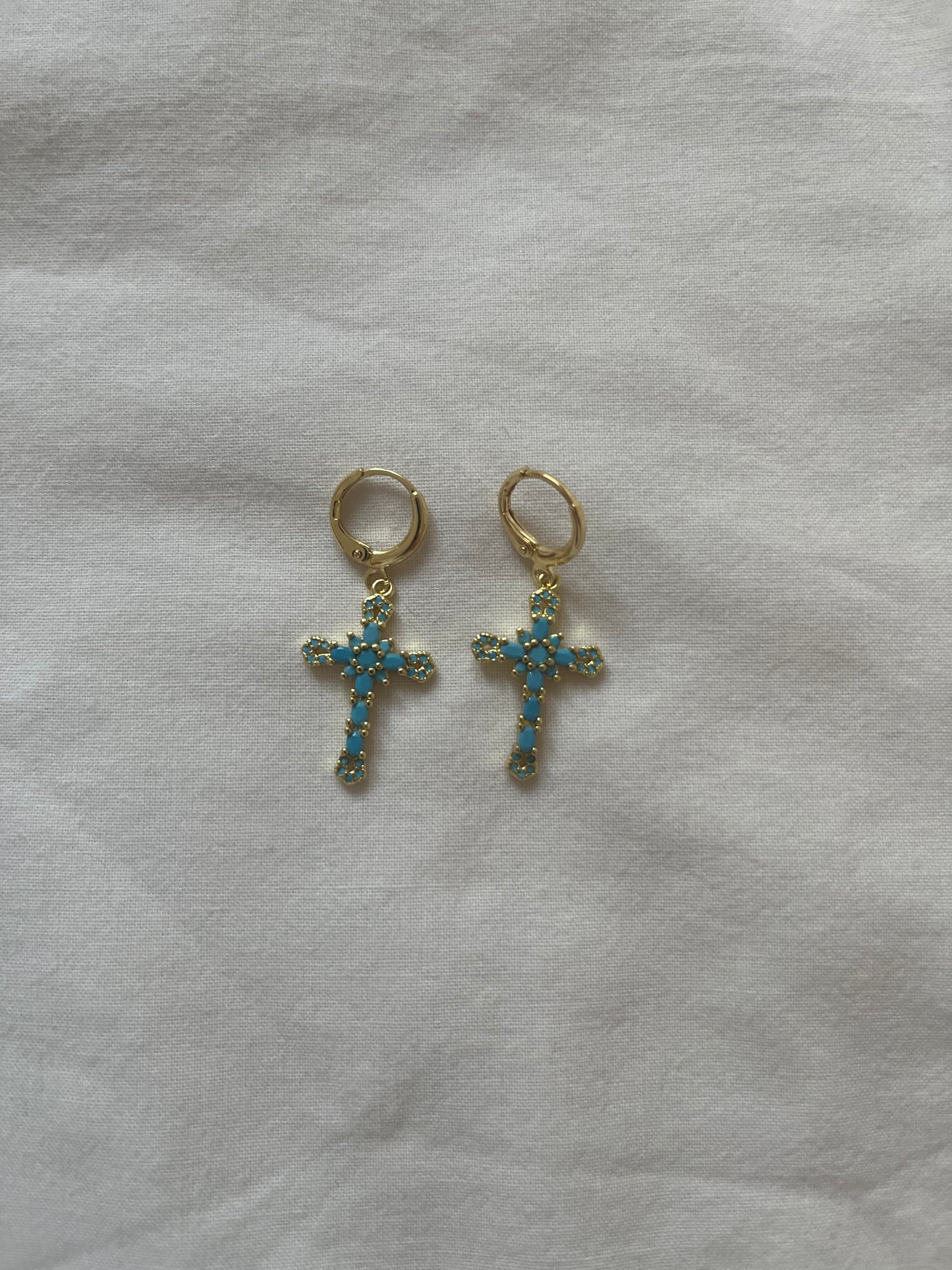 Turquoise Cross Earrings