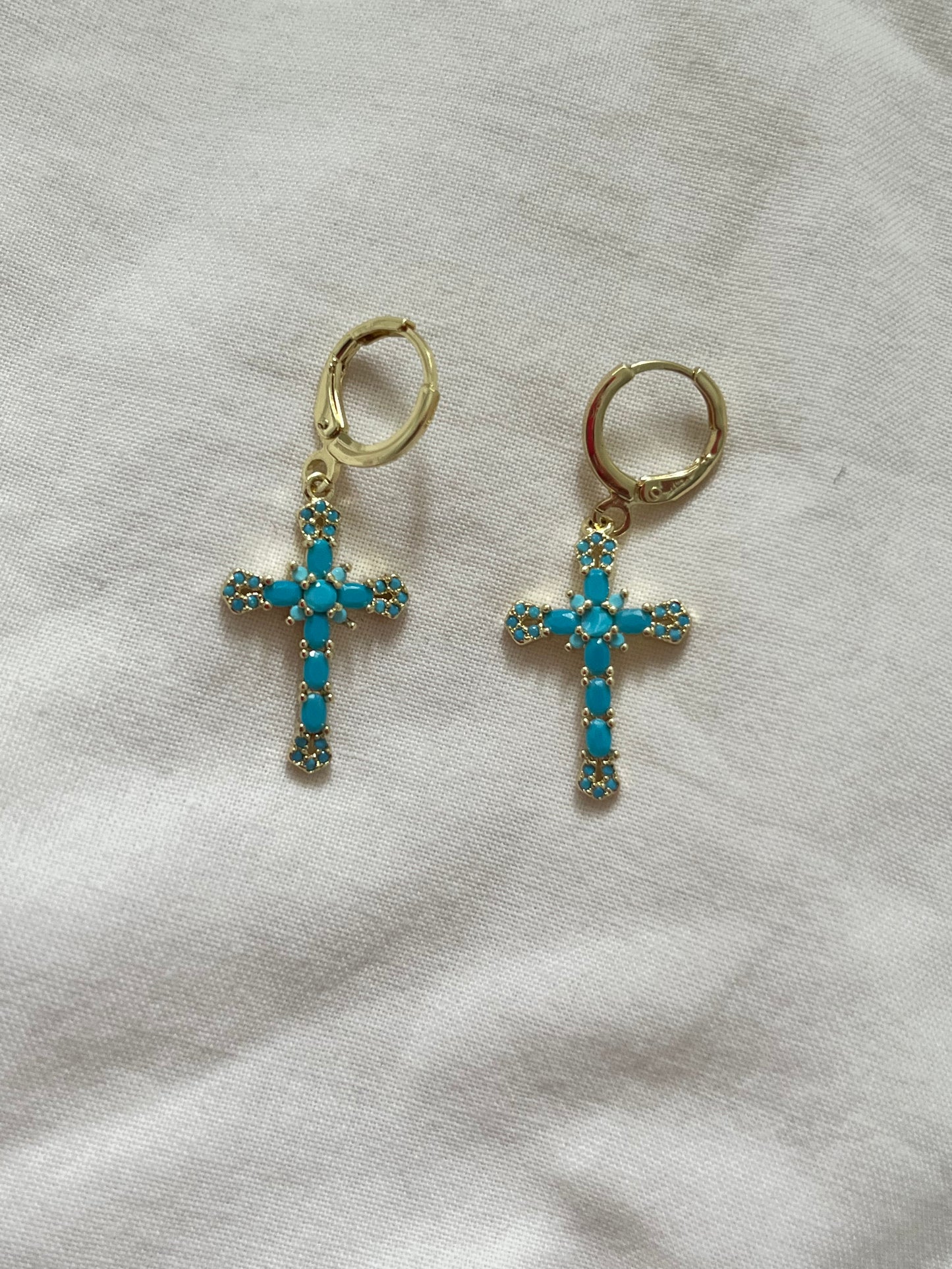 Turquoise Cross Earrings