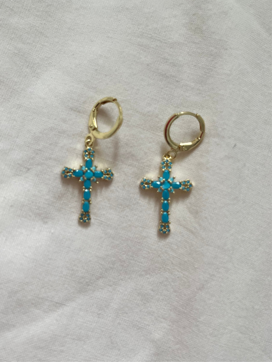 Turquoise Cross Earrings